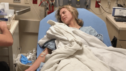 Hannah Brown in the hospital