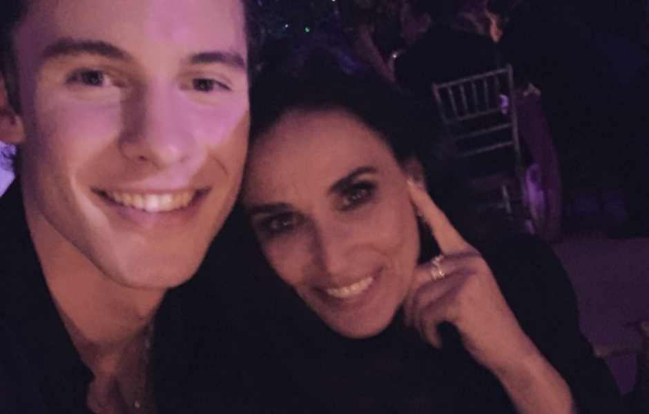 Shawn Mendes and Demi Moore posing for a selfie at the 2019 Met Gala