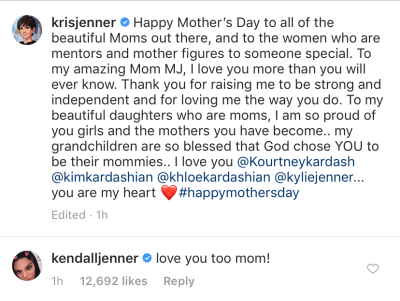 kendall-jenner-kris-jenner-mothers-day-instagram-comment