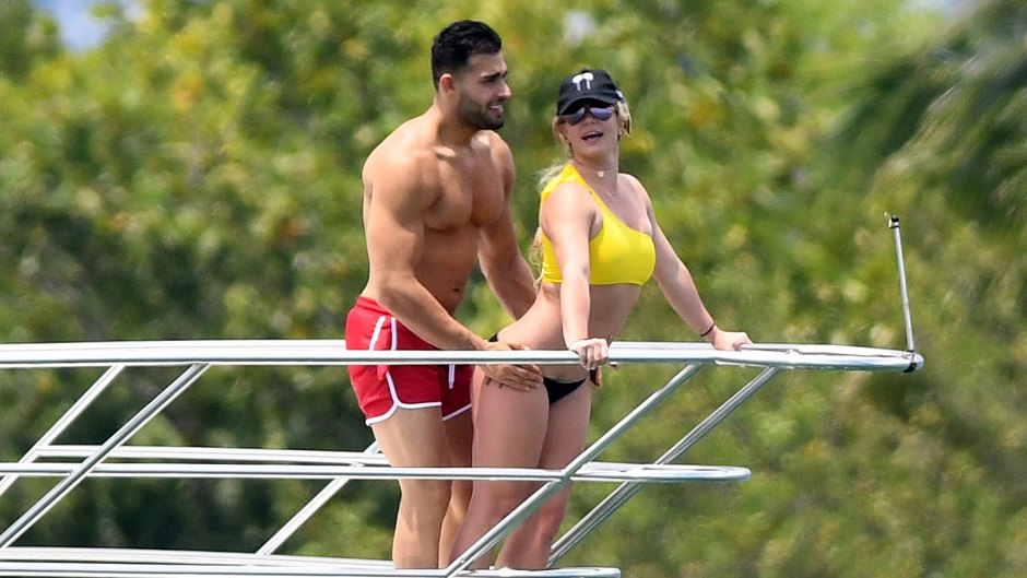 Britney Spears yellow bikini yacht Sam Asg