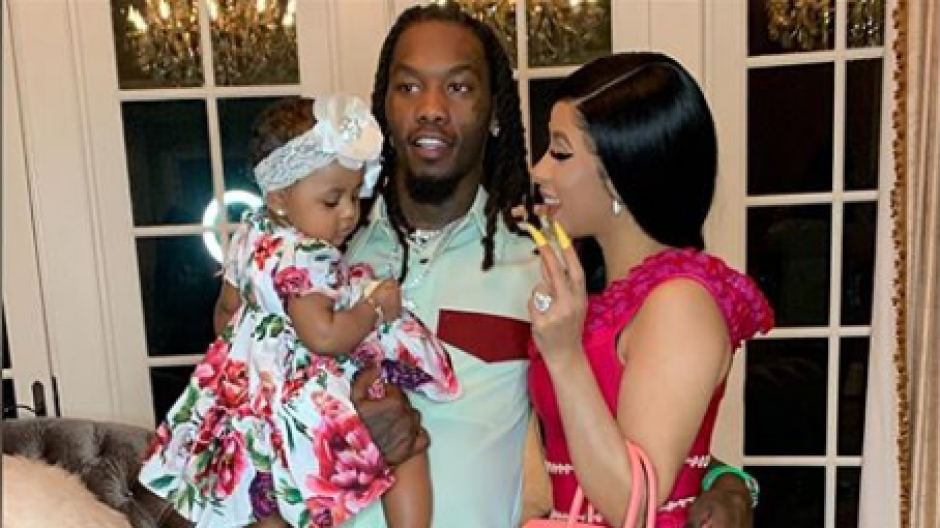 Cardi B and Offset Holding Their Daughter, Kulture.