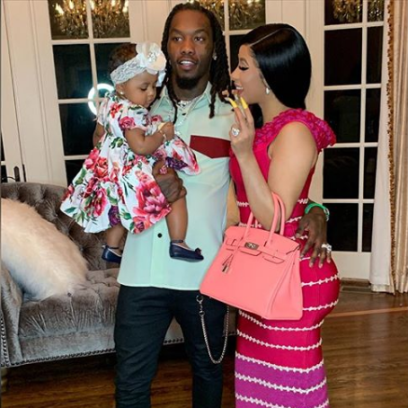 Cardi B and Offset Holding Their Daughter, Kulture.