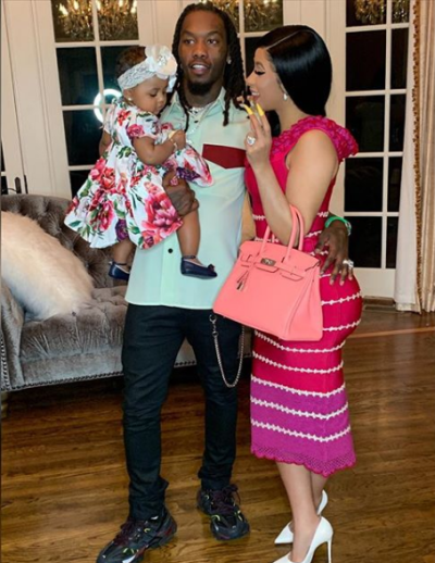 Cardi B and Offset Holding Their Daughter, Kulture.