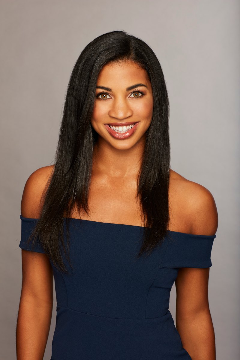 Bachelor Contestant Katie Maloney Headshot Standing Smiling With Navy Blue Off the Shoulder Top Bachelor In Paradise Cast Photo