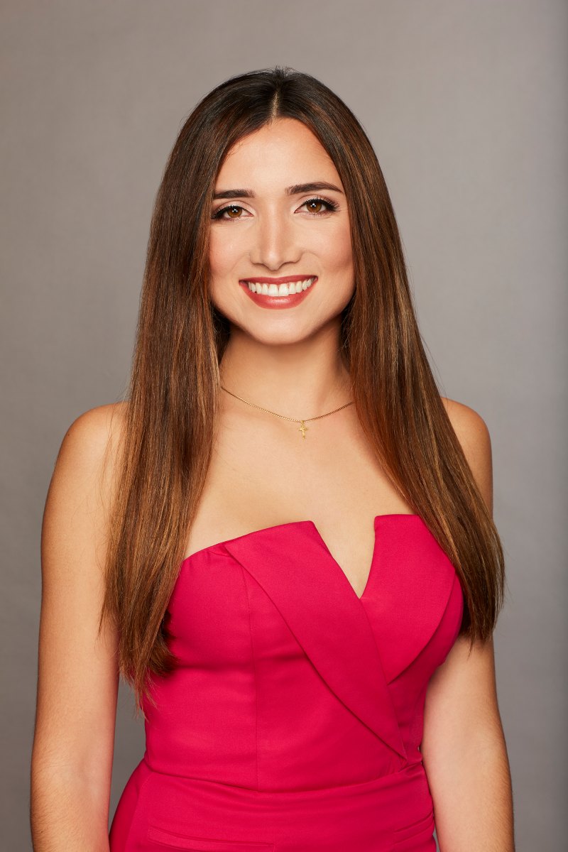 Bachelor Contestant Nicole Bachelor Cast Photo Smiling in Pink Strapless Top With Gold Necklace Bachelor in Paradise Cast List