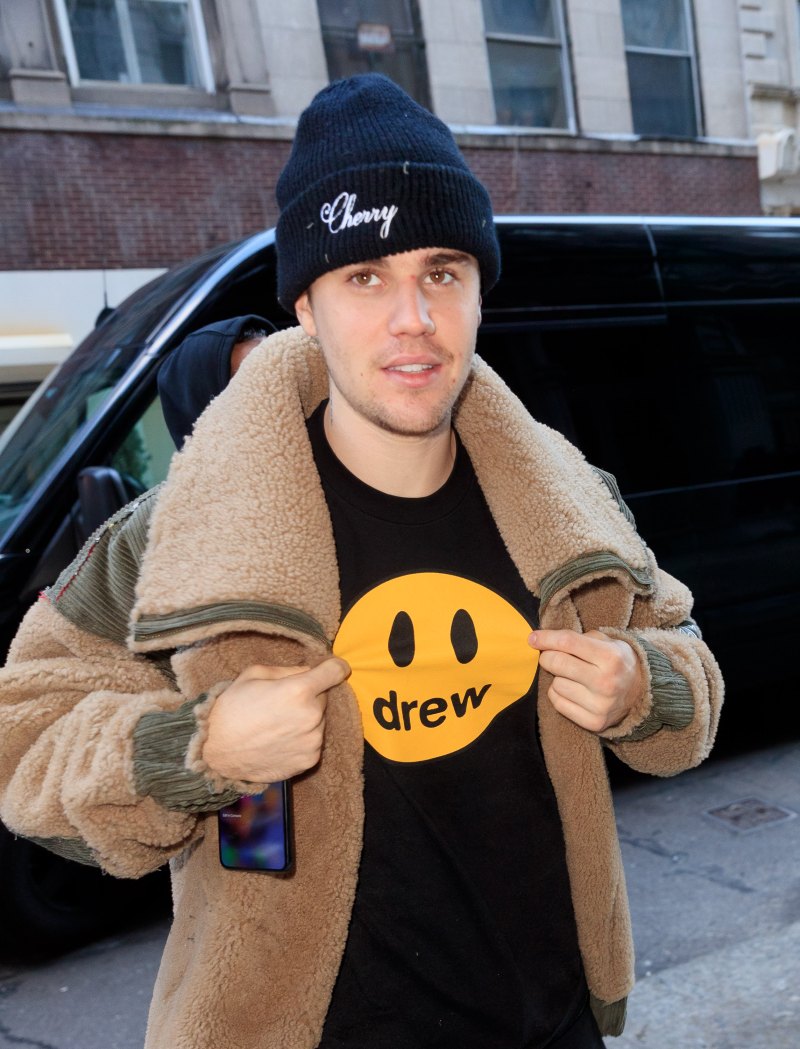 Justin Bieber Street Style in a Drew Tshirt and Black Beanie