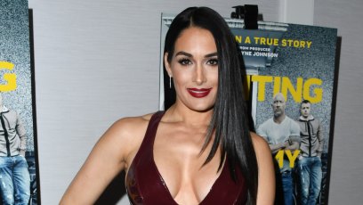 Nikki Bella Red Lipstick Straightened Hair Red Leather Dress Brain Cyst
