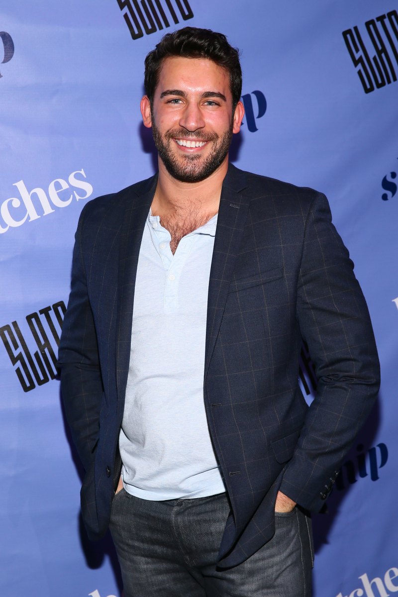 Bachelor Star Derek Peth Smiles on Betches Red Carpet in Henley Top With Blue Blazer