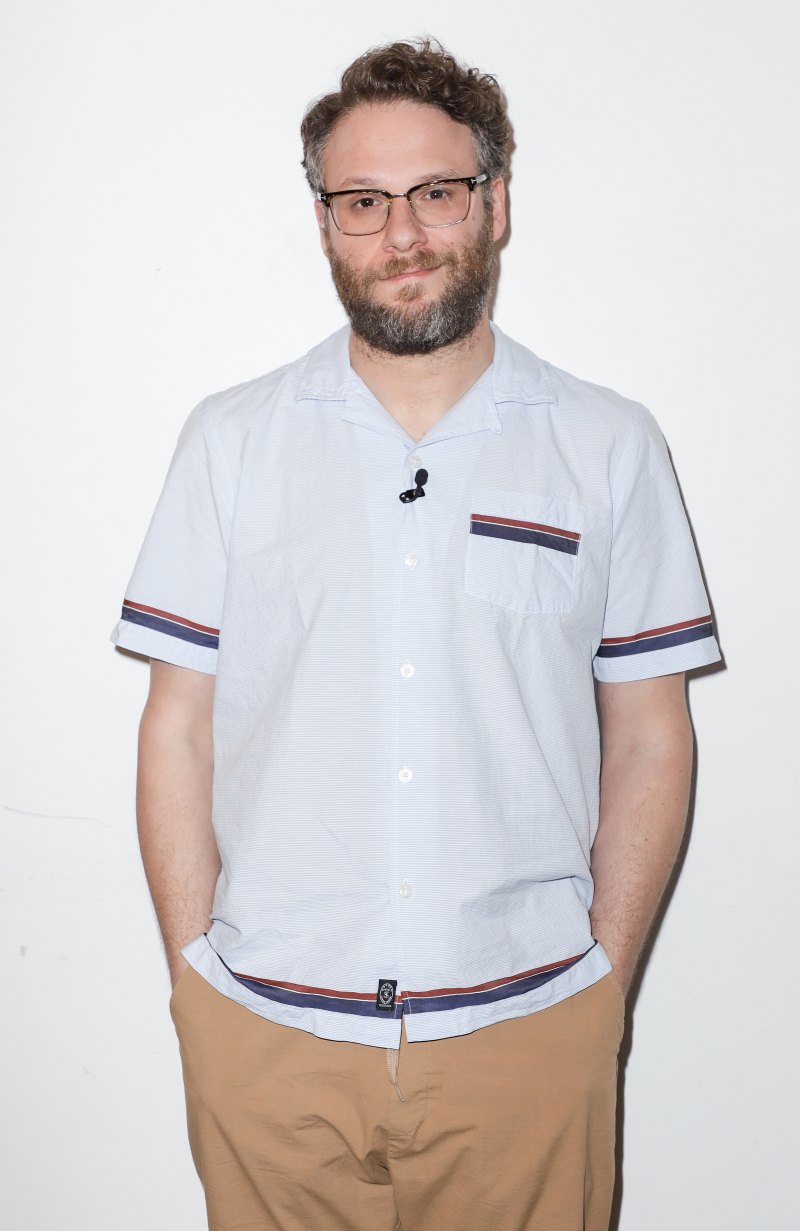 Seth Rogan Smiles in a White Button Down Shirt
