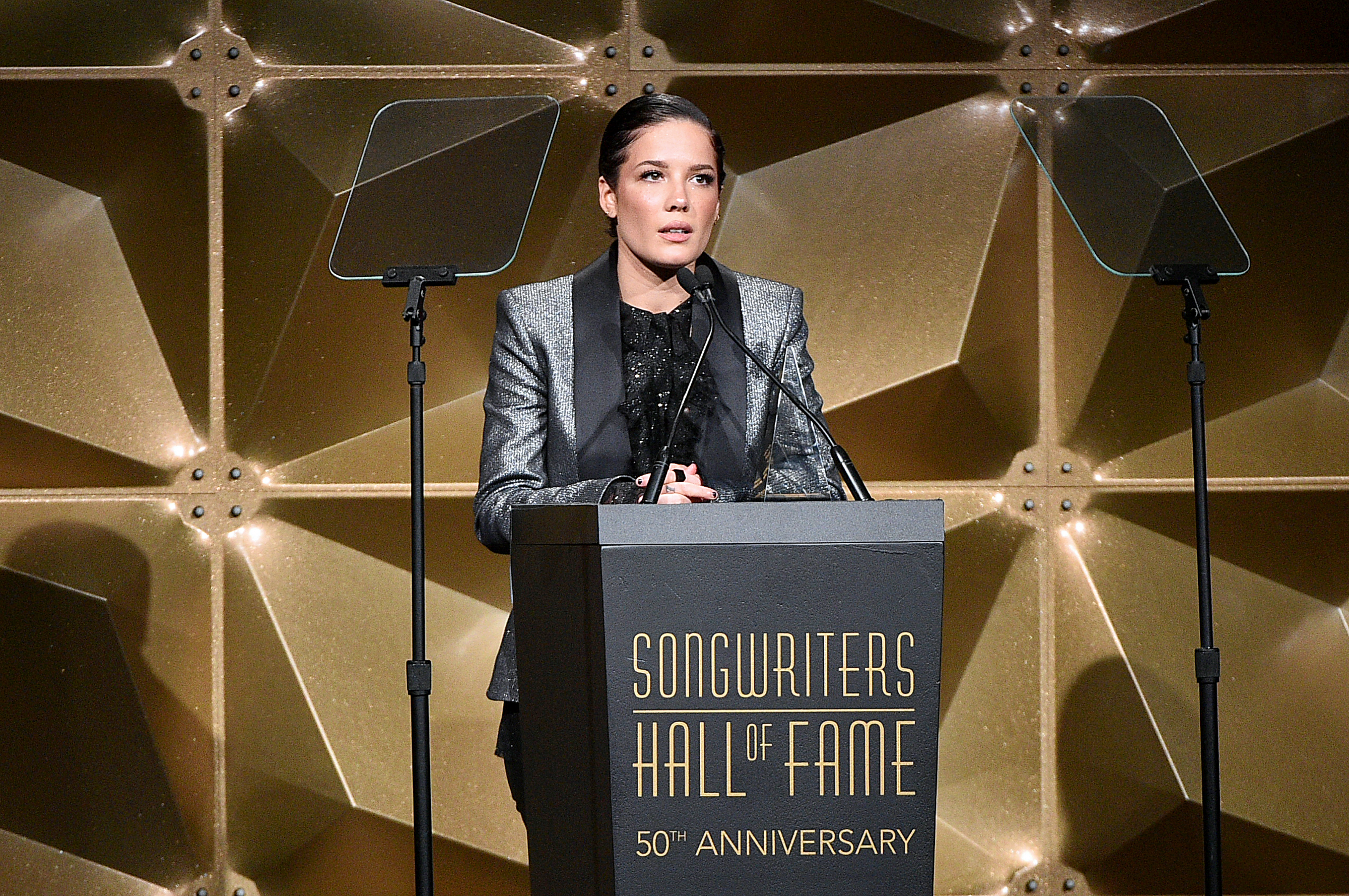 Halsey Songwriters Hall Of Fame 50th Annual Induction And Awards Speech Behind Podium