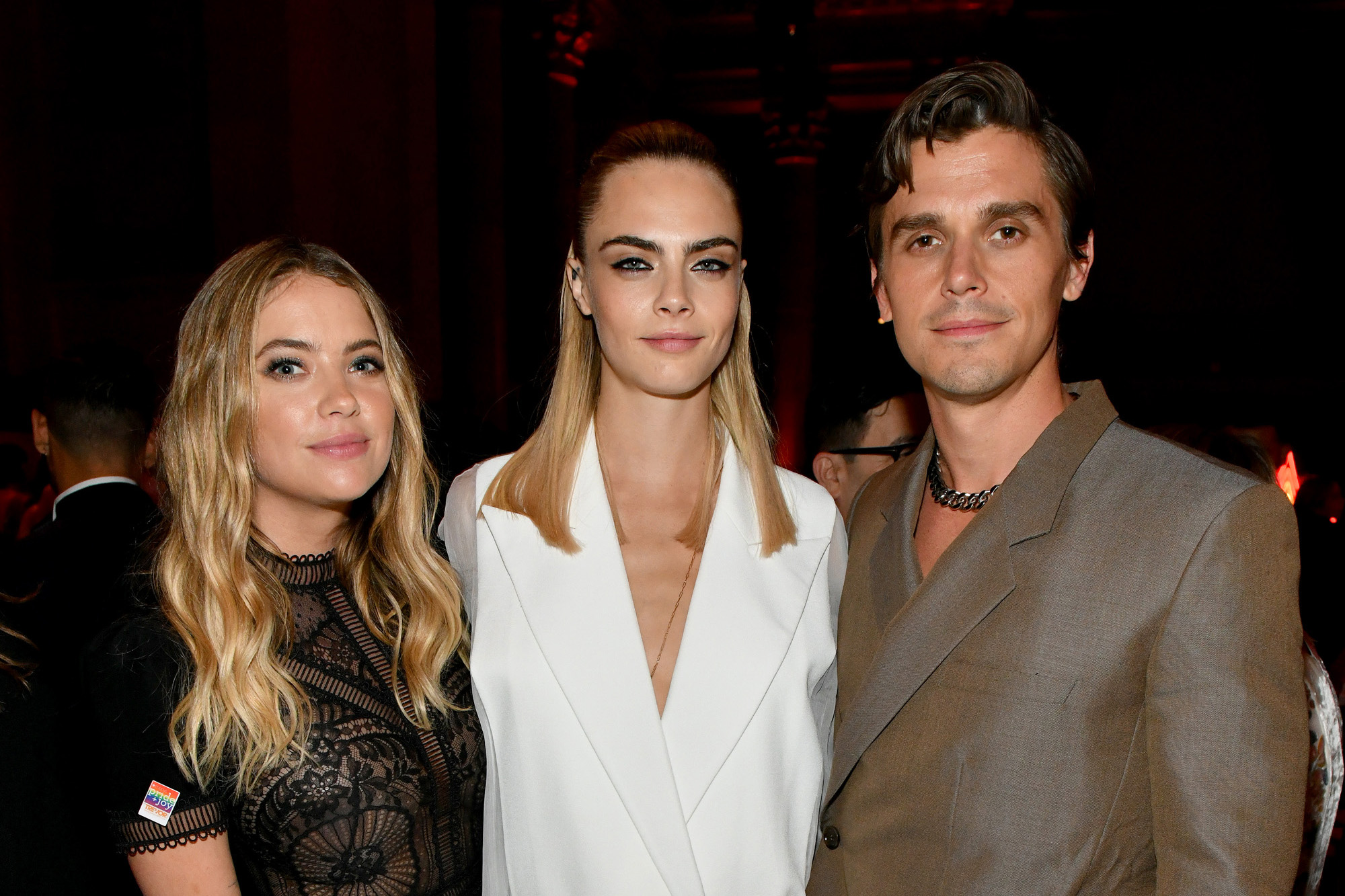 Ashley Benson, Cara Delevingne and Antoni Porowski Stand Smiling Together During TrevorLIVE