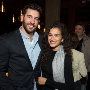 Derek Peth and Taylor Nolan Stand Smiling Together While Being Engaged