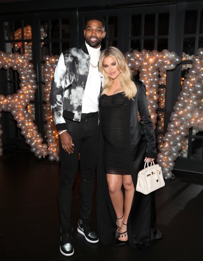 Tristan Thompson Stands Arm in Arm With Khloe Kardashian During His Birthday Party