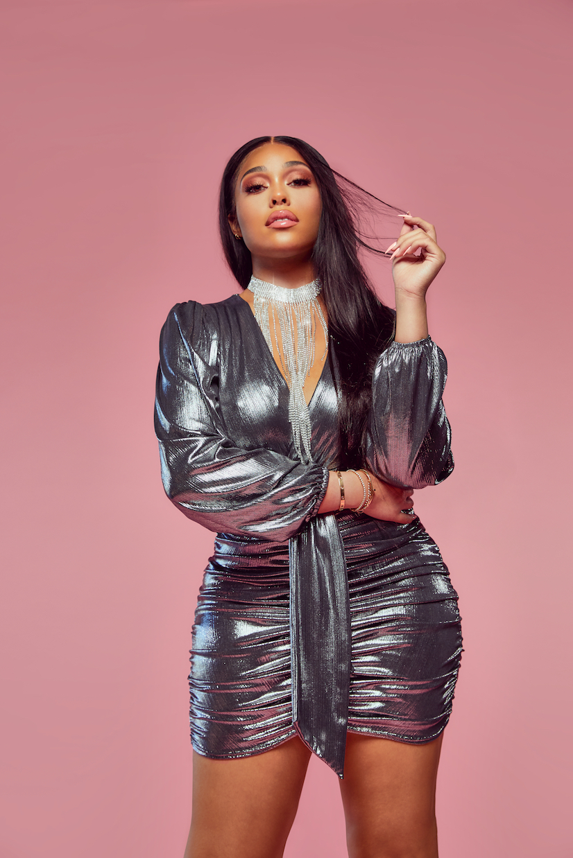Jordyn Woods modeling her Boohoo collection