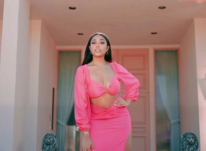 Jordyn Woods modeling her Boohoo collection