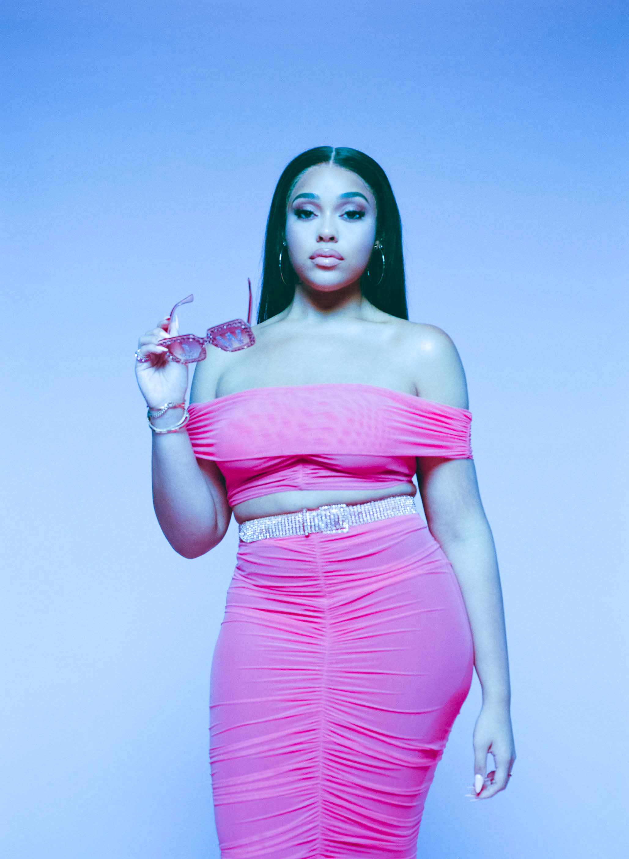 Jordyn Woods modeling her Boohoo collection