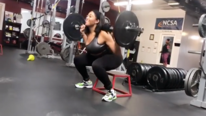 Jordyn Woods working out on her Instagram Story