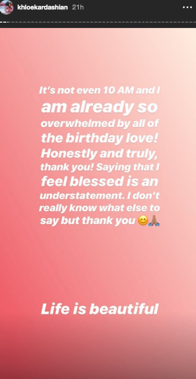 Khloe Kardashian's Instagram Story