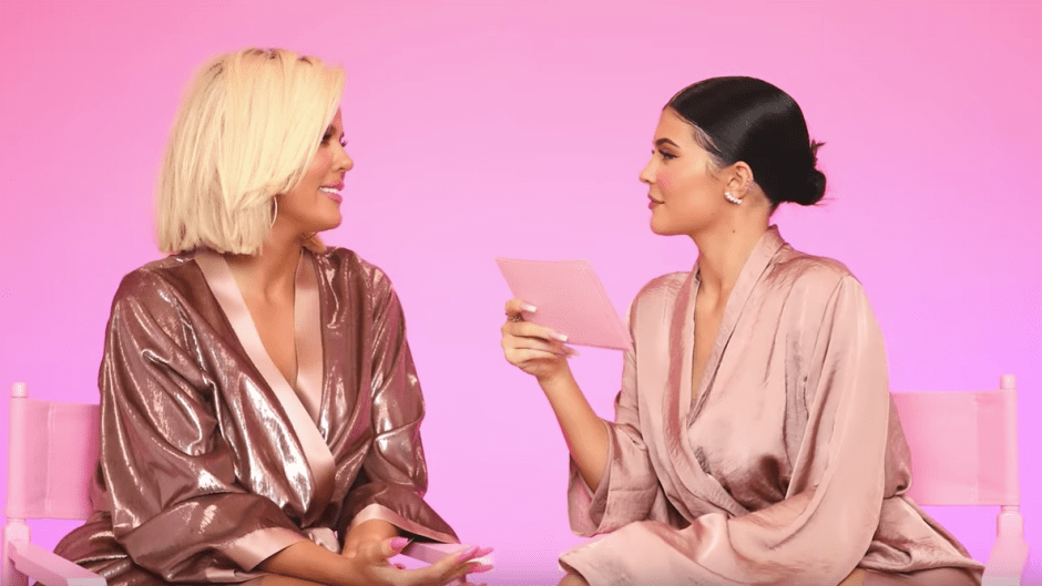 Khloe Kardashian being interviewed by sister Kylie Jenner