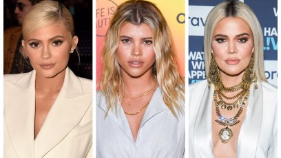A split image of Kylie Jenner, Sofia Richie and Khloe Kardashian