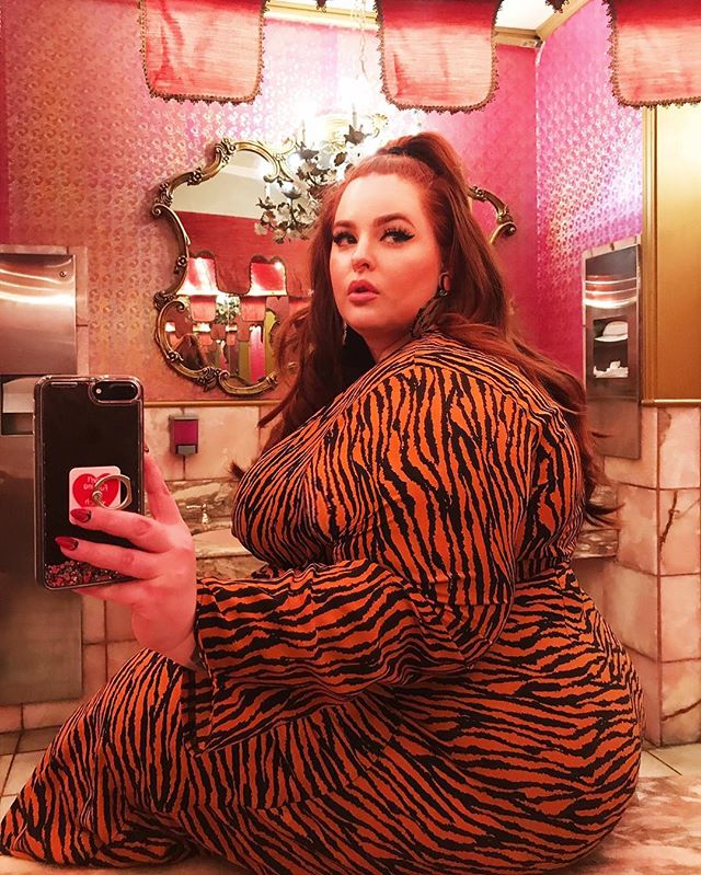 Tess Holliday Snaps Mirror Selfie in Striped Dress