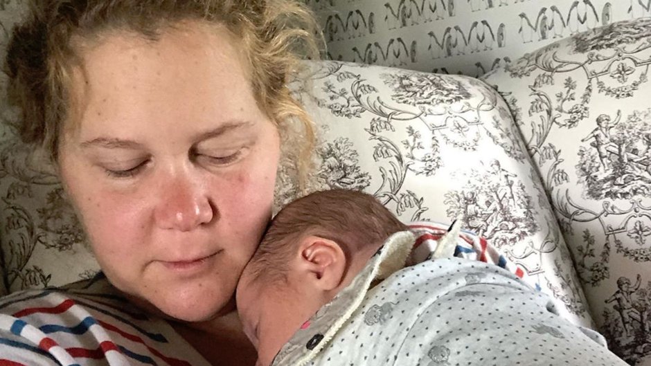 Amy Schumer baby Gene cuddling handmaids tale selfie chris fischer