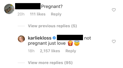 Karlie Kloss Comment Denying Pregnancy