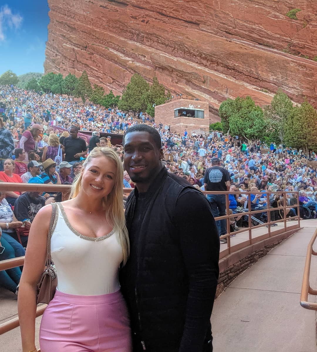 Iskra Lawrence Wears White Top and Pink Pants With Boyfriend Philip Payne in Denver