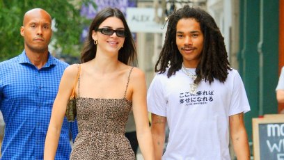 Kendall Jenner in a Leopard Print Dress With Luka Sabbat