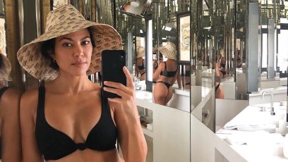 Kourtney Kardashian waist slimming exercises poosh workout bikini body toned stomach