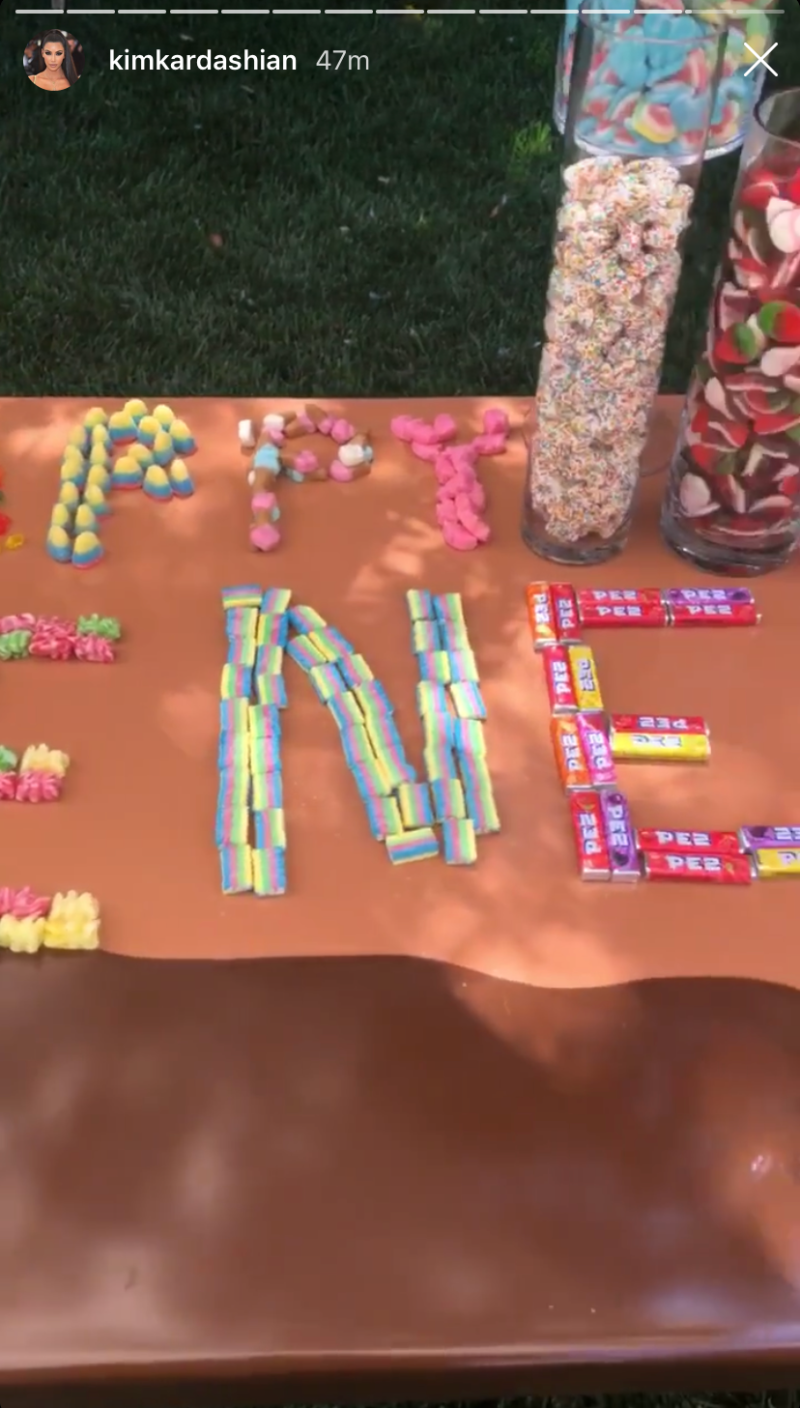 Candy Spelling Out "Happy Birthday Penelope and North"