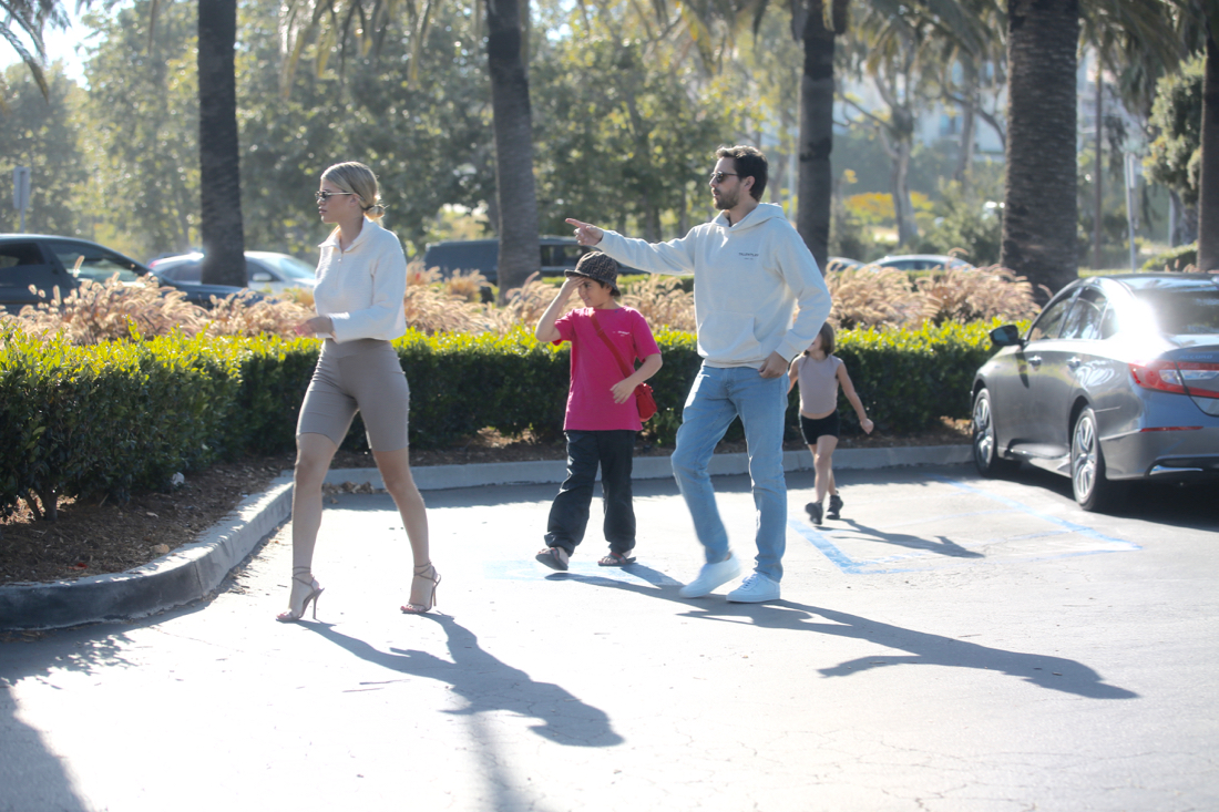 Scott Disick, Sofia Richie, Mason Disick and Penelope Disick Walking