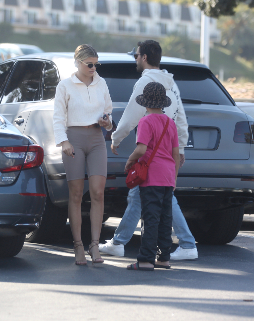 Scott Disick, Sofia Richie, Mason Disick and Penelope Disick Walking