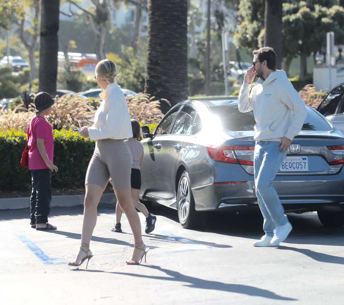 Scott Disick, Sofia Richie, Mason Disick and Penelope Disick Walking
