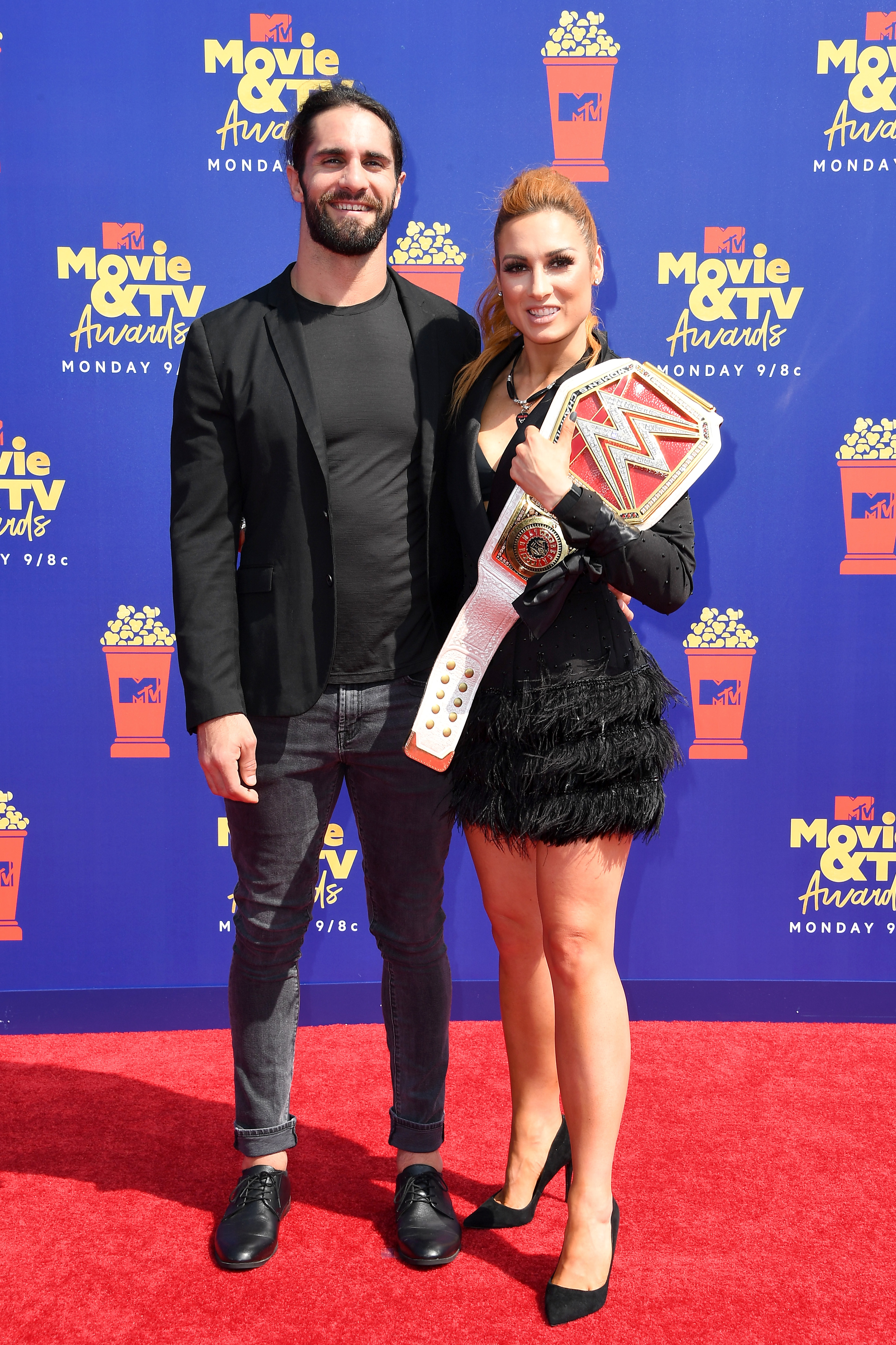 Seth Rollins and Becky Lynch at the MTV Movie & TV Awards Red Carpet
