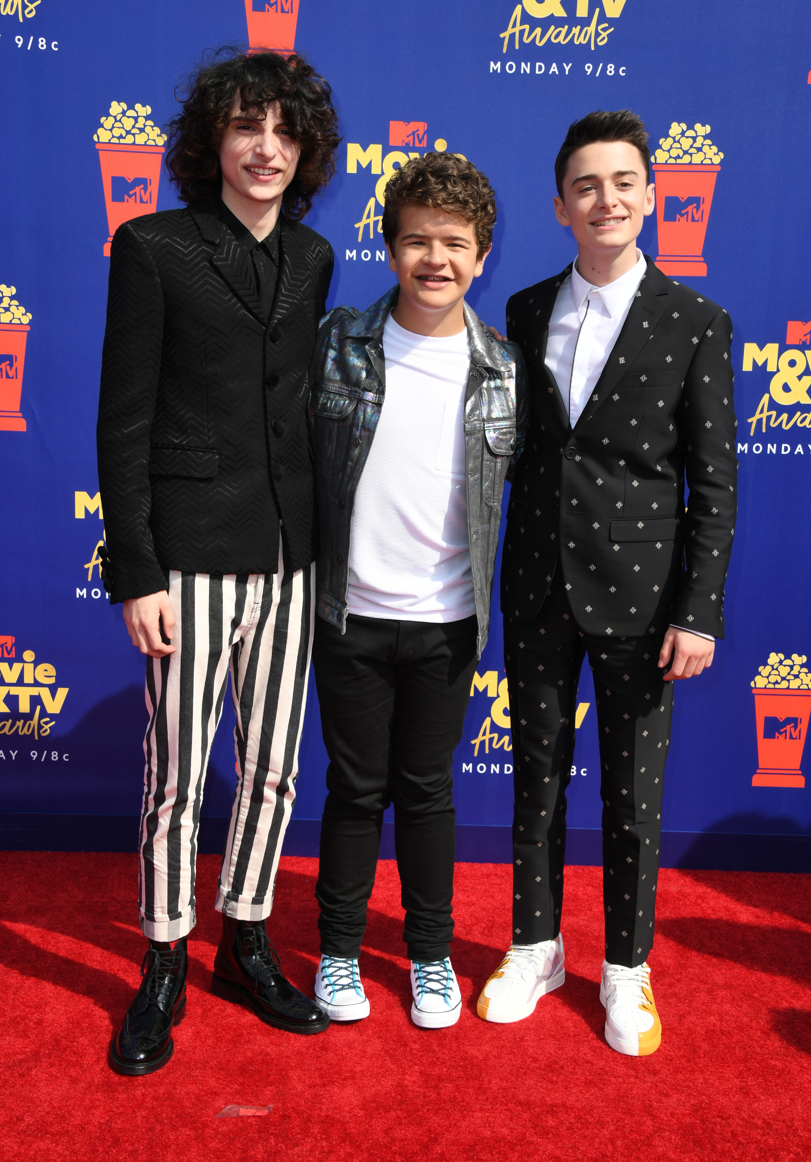 Finn Wolfhard , Gaten Matarazzo and Noah Schnapp at the MTV Movie & TV Awards Red Carpet