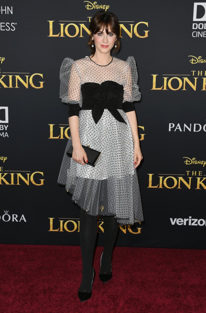 Zooey Deschanel White Tulle Dress Lion King Premiere