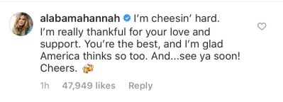 Hannah Brown Comment on Tyler Cameron Instagram