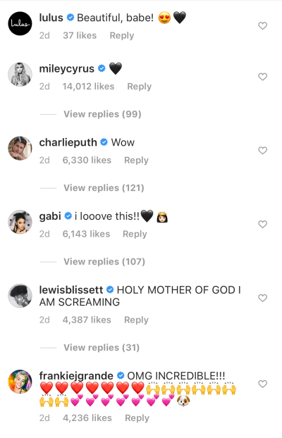 Ariana Grande comments on instagram