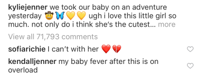 Kendall Jenner Sofia Richie Comment on Kylie Jenner Instagram