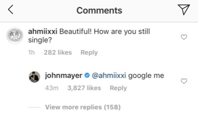 John Mayer's Instagram Comment