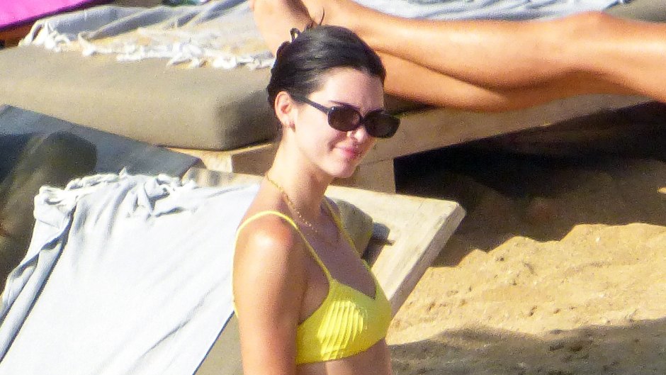 Kendall Jenner Yellow Bikini Beach Greece