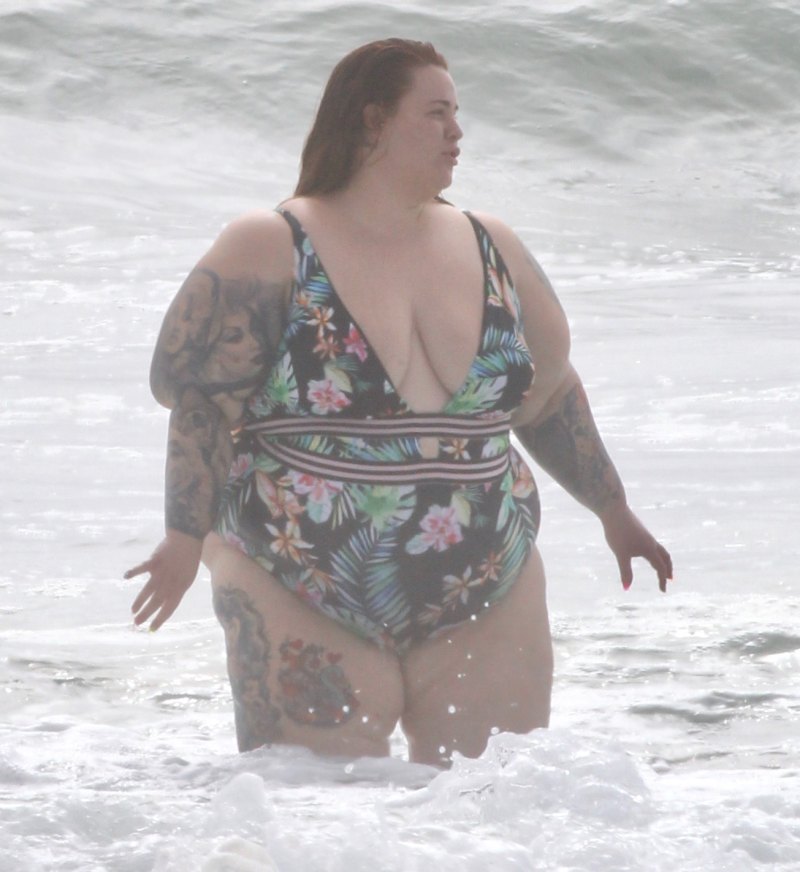 Tess Holliday Floral One Piece Swimsuit at the Beach