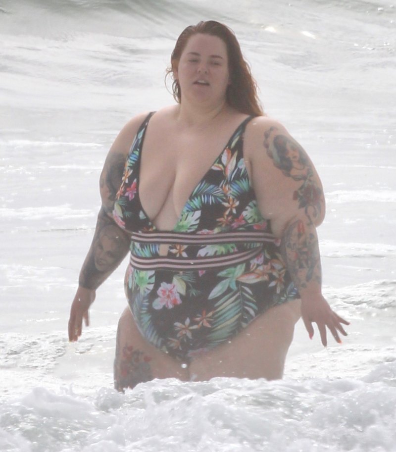 Tess Holliday Floral One Piece Swimsuit at the Beach