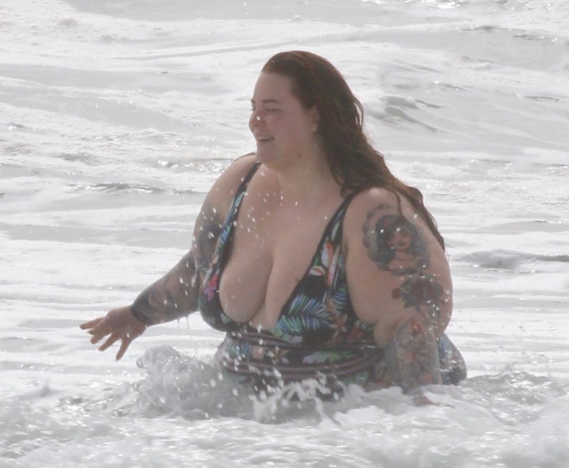 Tess Holliday Floral One Piece Swimsuit at the Beach