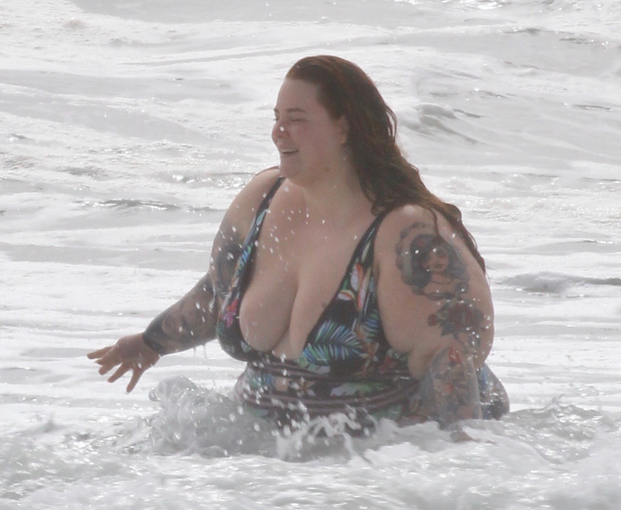 Tess Holliday Floral One Piece Swimsuit at the Beach