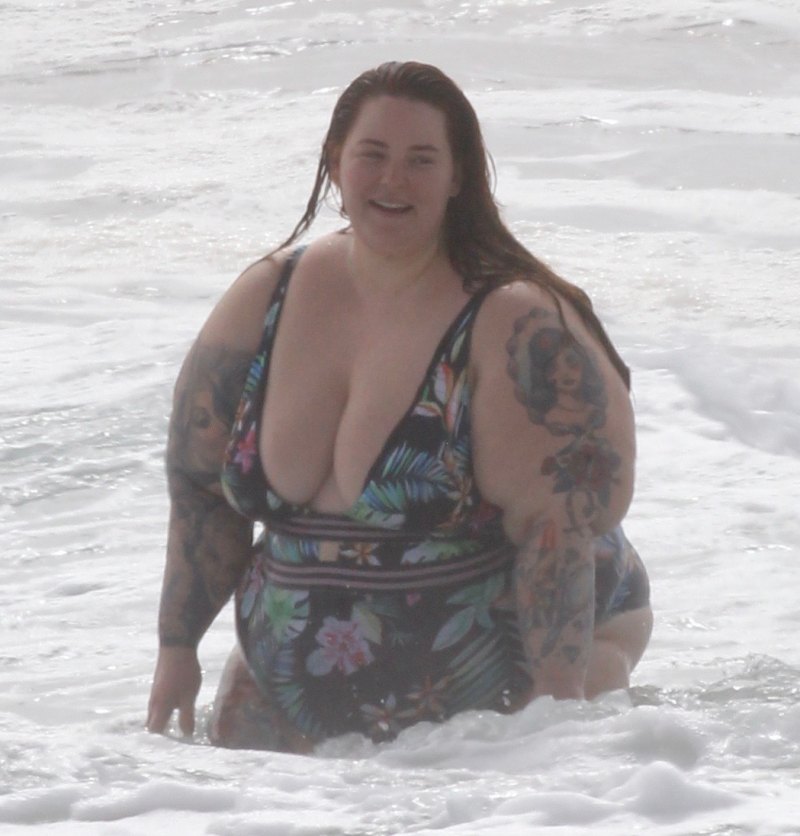 Tess Holliday Floral One Piece Swimsuit at the Beach