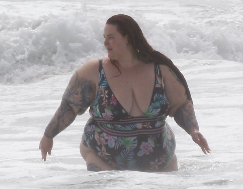 Tess Holliday Floral One Piece Swimsuit at the Beach