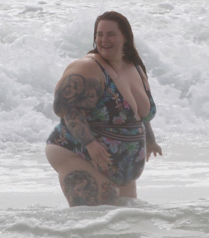 Tess Holliday Floral One Piece Swimsuit at the Beach