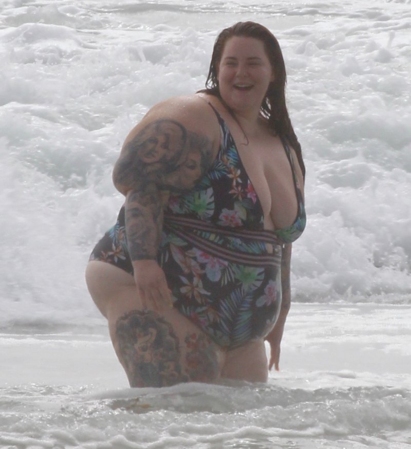 Tess Holliday Floral One Piece Swimsuit at the Beach